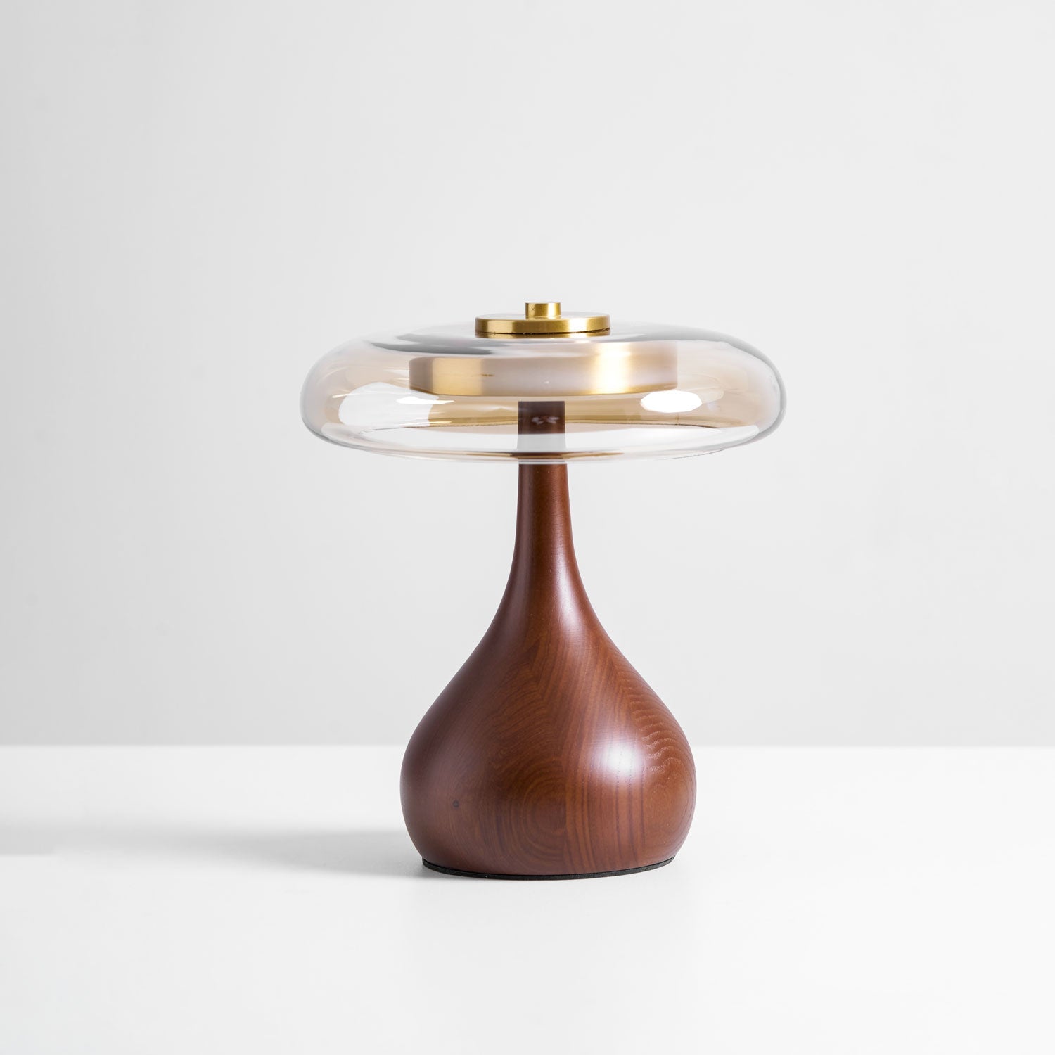 Wooden Table Lamp 9.8 in (25.0 cm) Amber Glass Shade Indoor Desk Lighting Warm Glow | Thomler