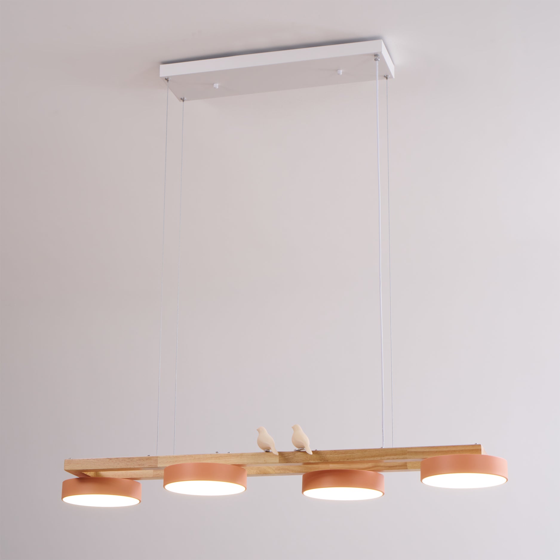 Pendant Light Wood Frame 40.2 in Indoor Ceiling Chandelier 48W LED 1400 Lumen Decorative Dining Room Living Room Lighting | Thomler