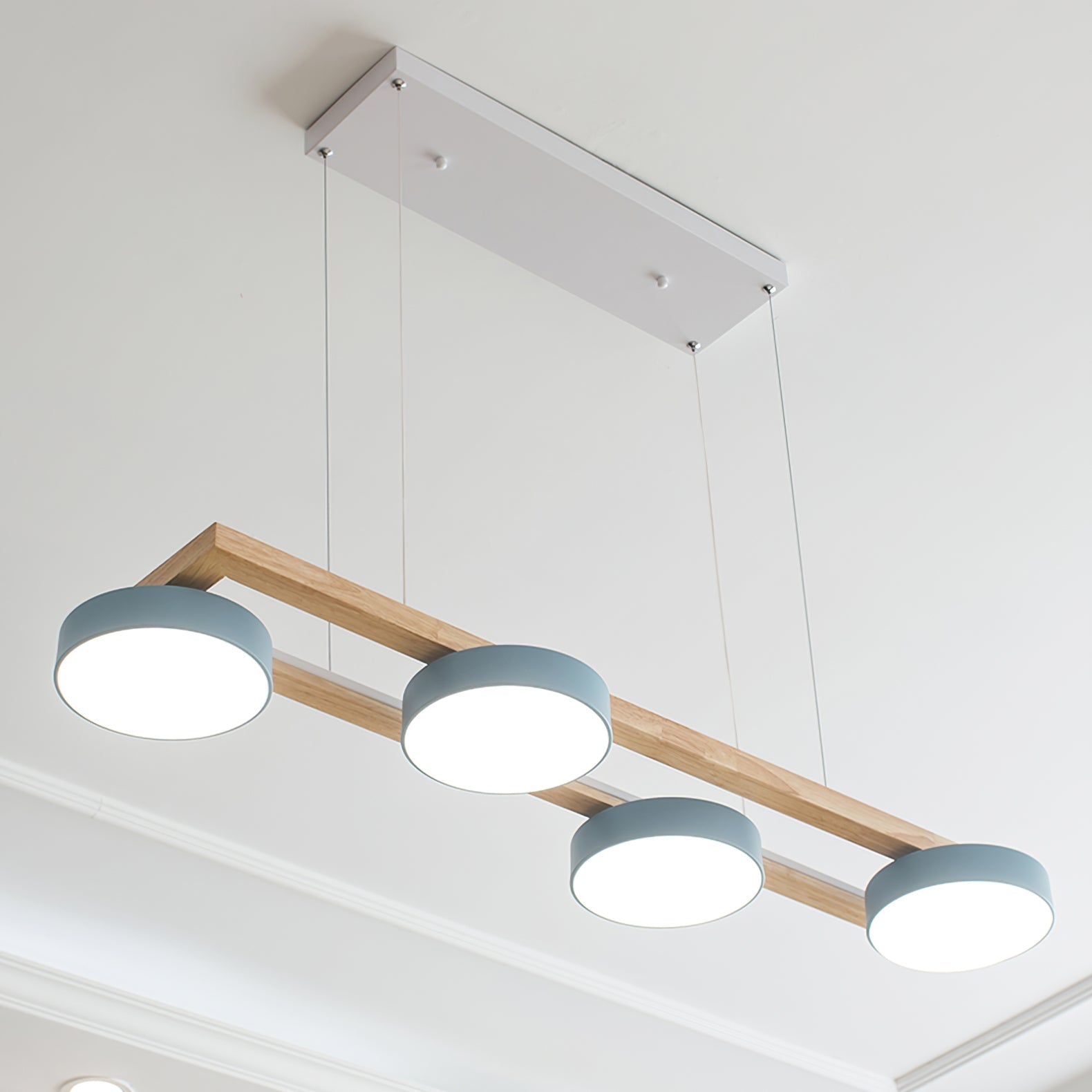 Pendant Light Wood Frame 40.2 in Indoor Ceiling Chandelier 48W LED 1400 Lumen Decorative Dining Room Living Room Lighting | Thomler