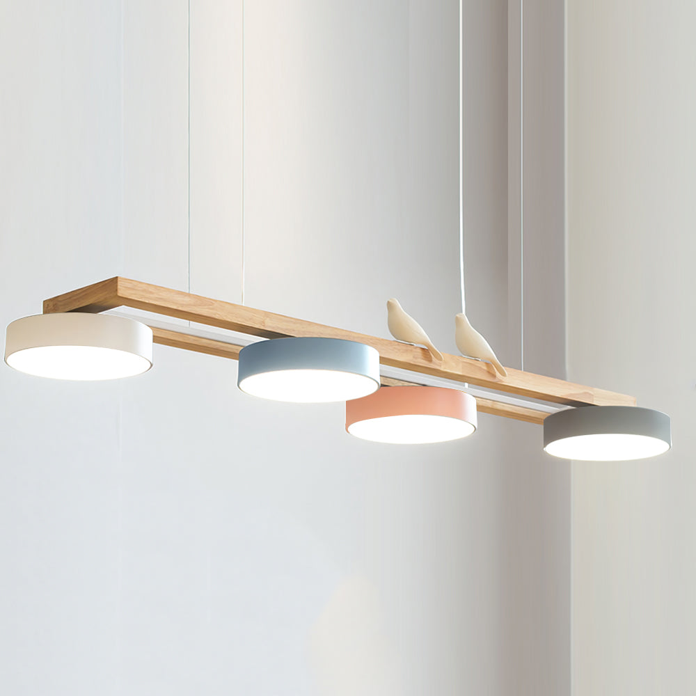 Pendant Light Wood Frame 40.2 in Indoor Ceiling Chandelier 48W LED 1400 Lumen Decorative Dining Room Living Room Lighting | Thomler