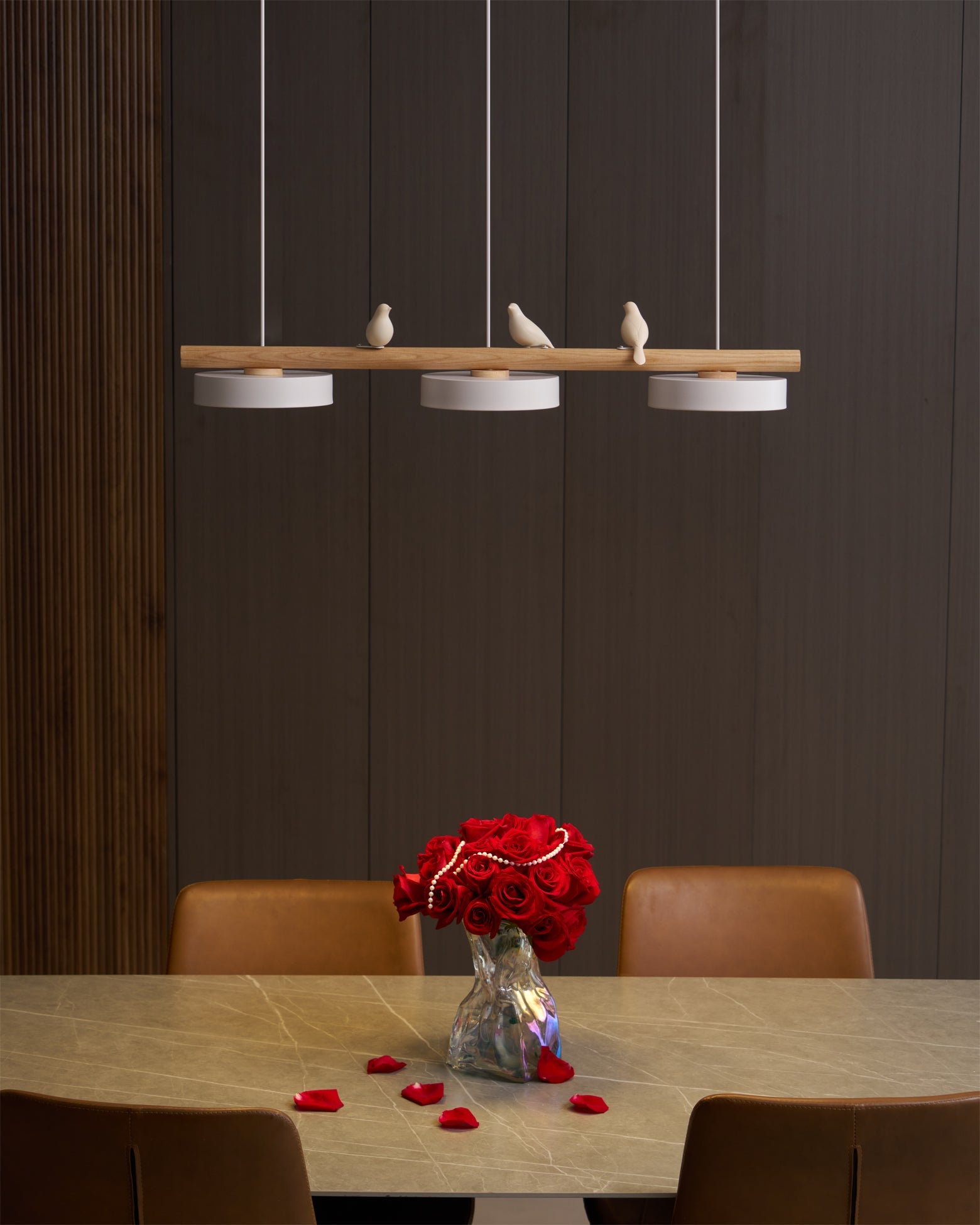 Pendant Light Metal Wood Resin 31.4 in Adjustable Indoor Ceiling Lamp | Thomler
