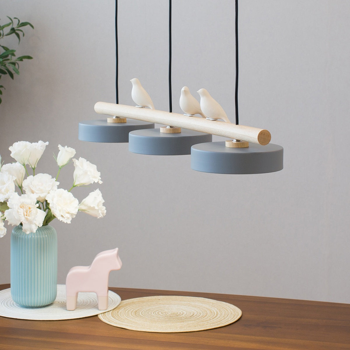 Pendant Light Metal Wood Resin 31.4 in Adjustable Indoor Ceiling Lamp | Thomler