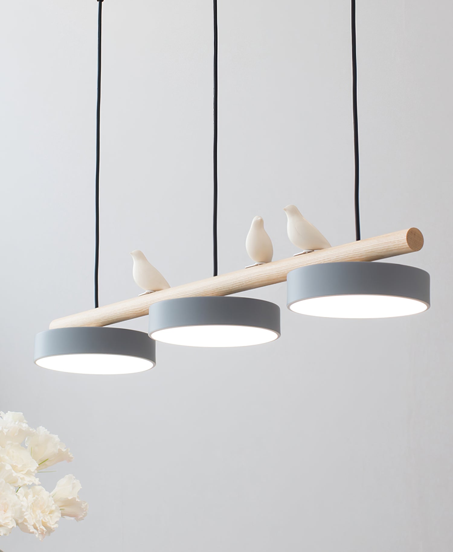 Pendant Light Metal Wood Resin 31.4 in Adjustable Indoor Ceiling Lamp | Thomler