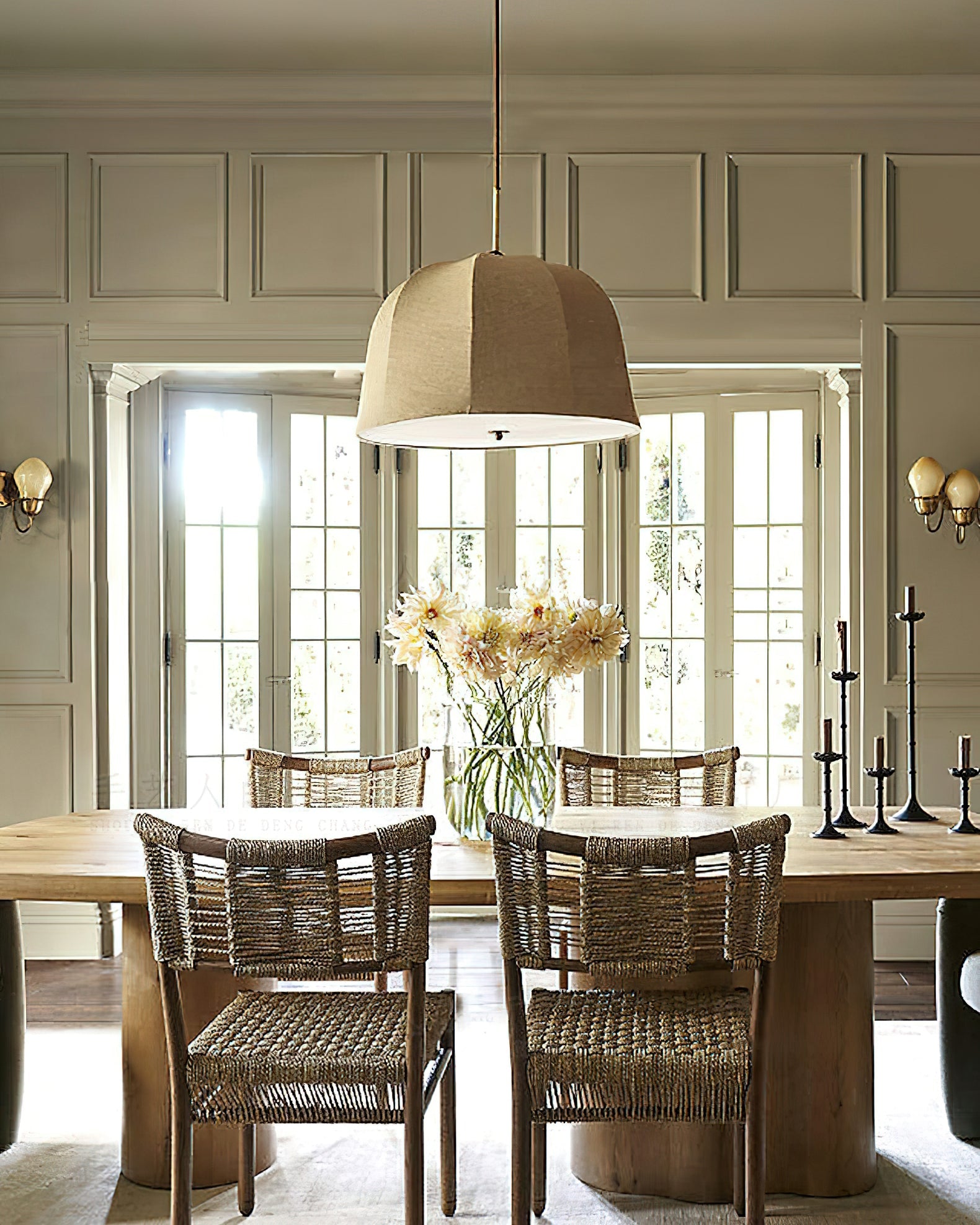 Pendant Light Linen 14.6 in Adjustable Bedroom Living Room Dining Room Hanging Lamp Vintage Style | Thomler