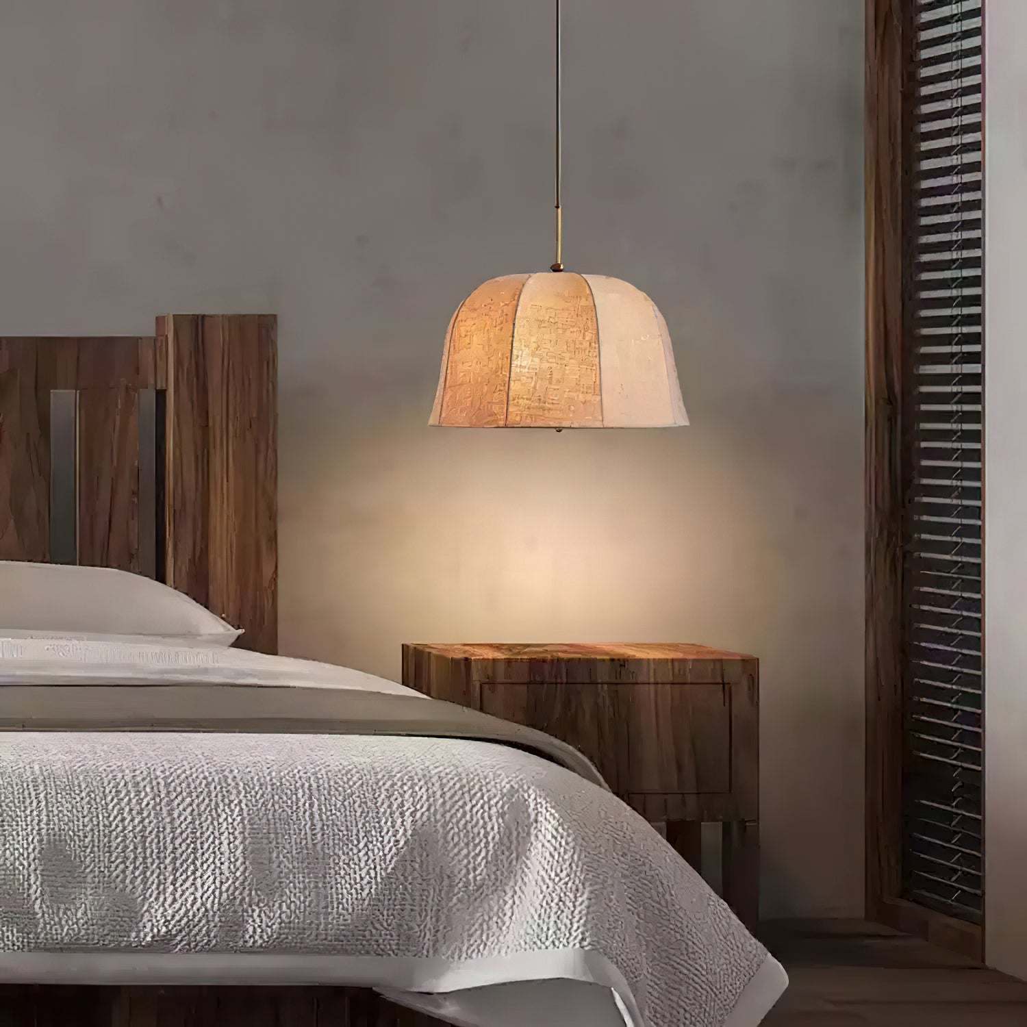 Pendant Light Linen 14.6 in Adjustable Bedroom Living Room Dining Room Hanging Lamp Vintage Style | Thomler