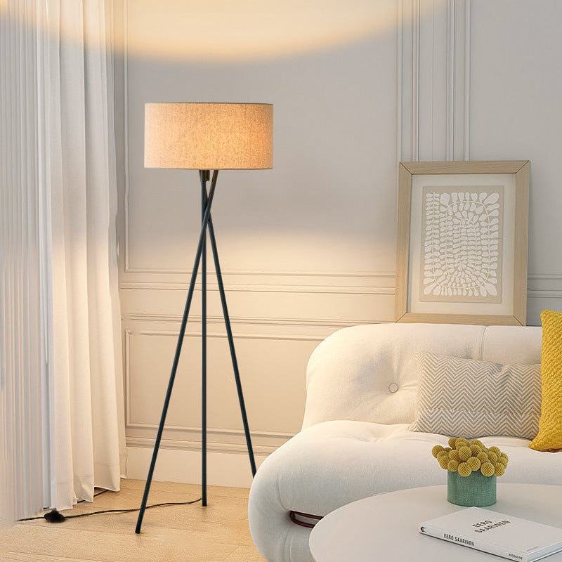 Floor Lamp Fabric Shade 42.0 cm Warm White Reading Living Room Scandinavian Standing Light | Thomler