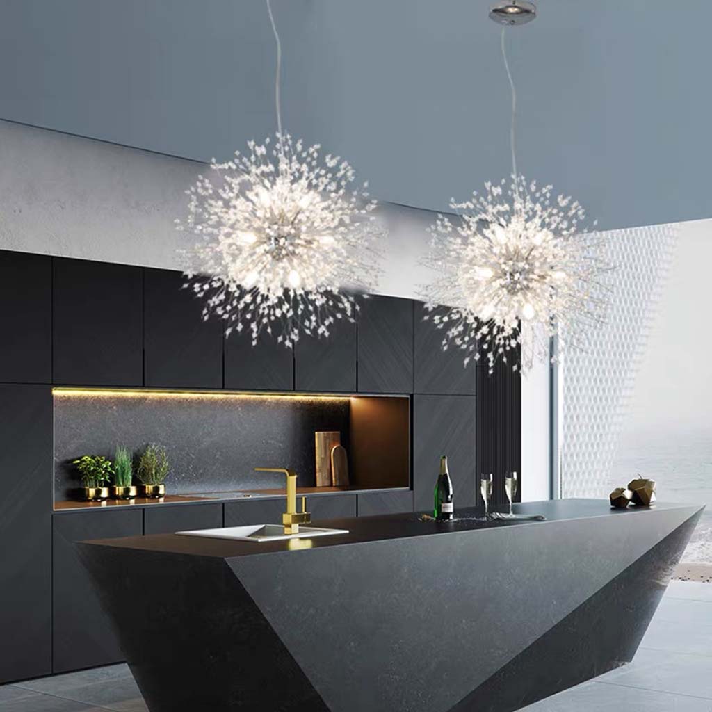 Chandelier Metal Crystal 23.6 in Adjustable Living Room Dining Foyer Ceiling Light Modern Nordic Style | Thomler