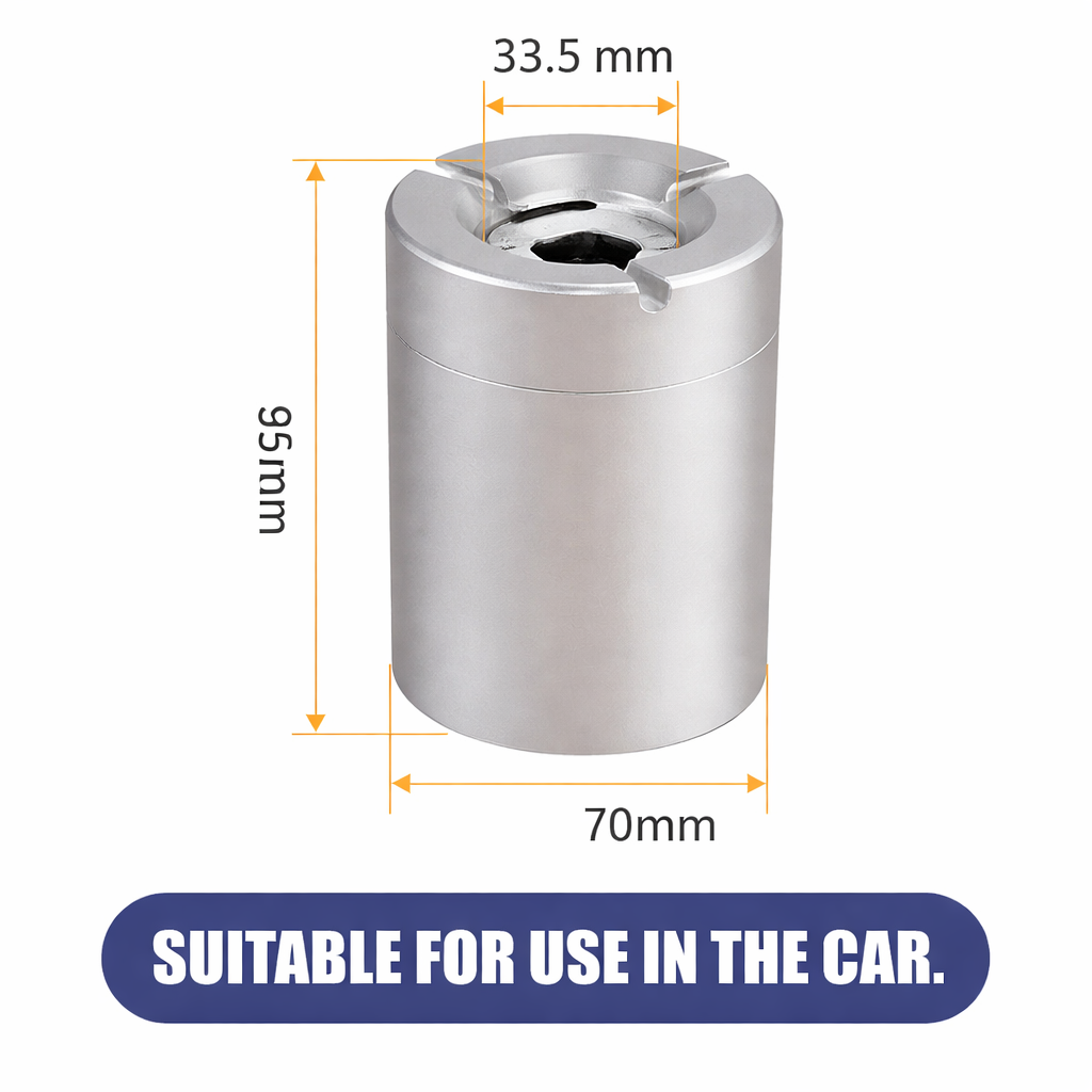 Stainless Steel Twist-Lock Ashtray for Car and Home | Odor-Sealing 360° Rotation Design Smokeless Holder | Thomler