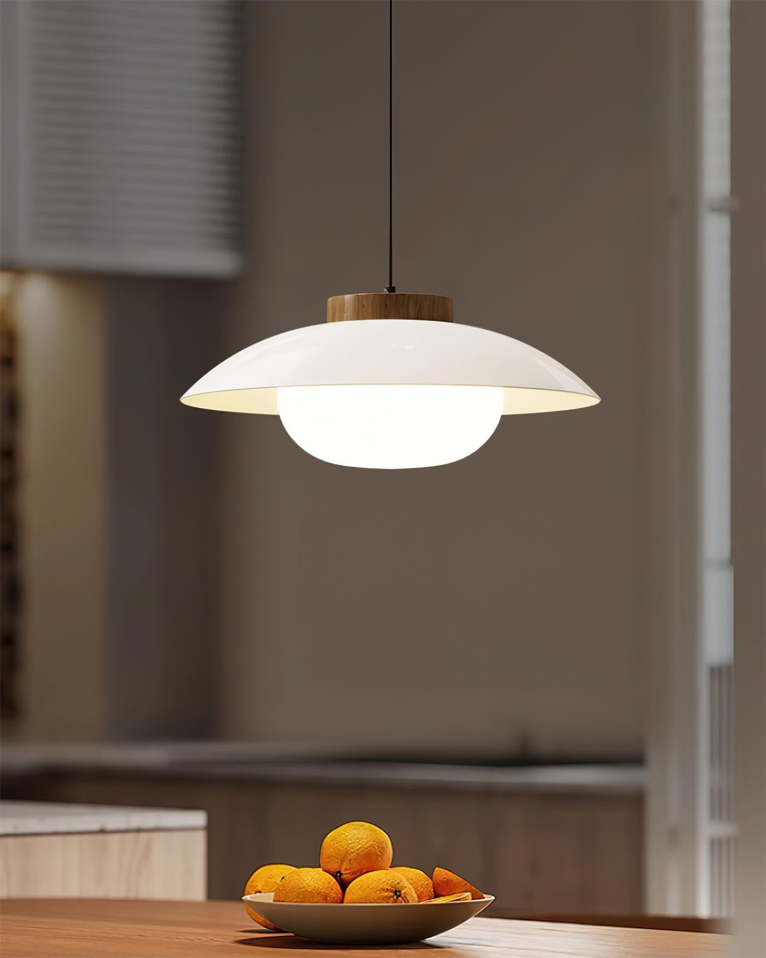 Pendant Light Plastic Wood 11 in x 5.1 in White Green Kitchen Dining Room Hanging LED Lamp | Thomler — Minimalist Modern Lighting Fixtures for Home Workspace | Thomler