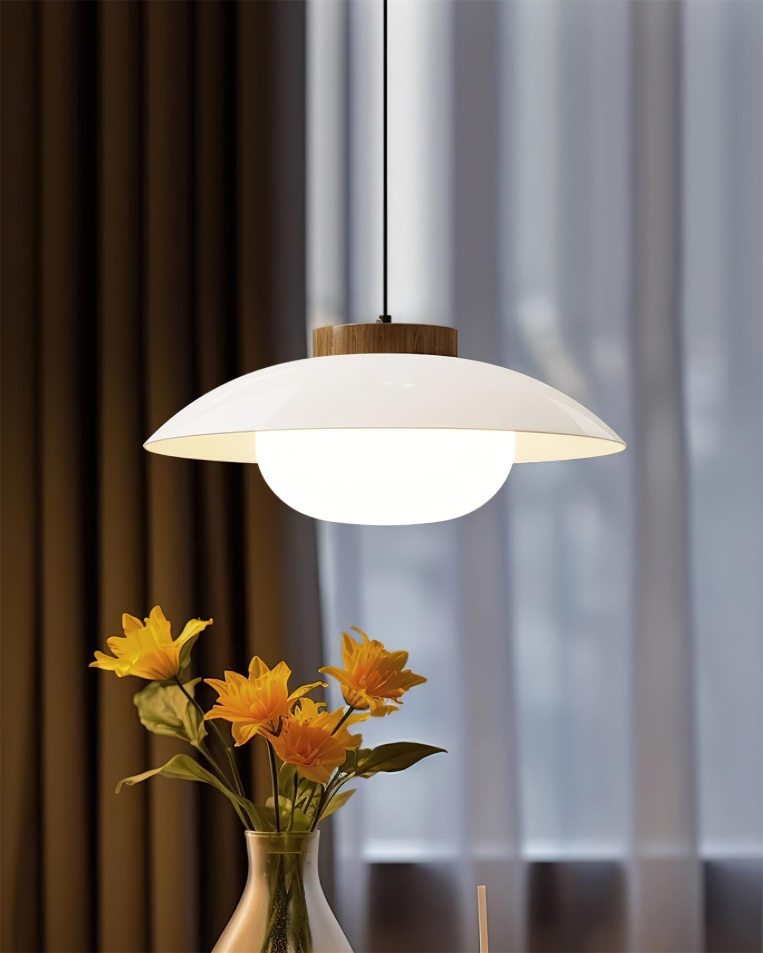 Pendant Light Plastic Wood 11 in x 5.1 in White Green Kitchen Dining Room Hanging LED Lamp | Thomler — Minimalist Modern Lighting Fixtures for Home Workspace | Thomler