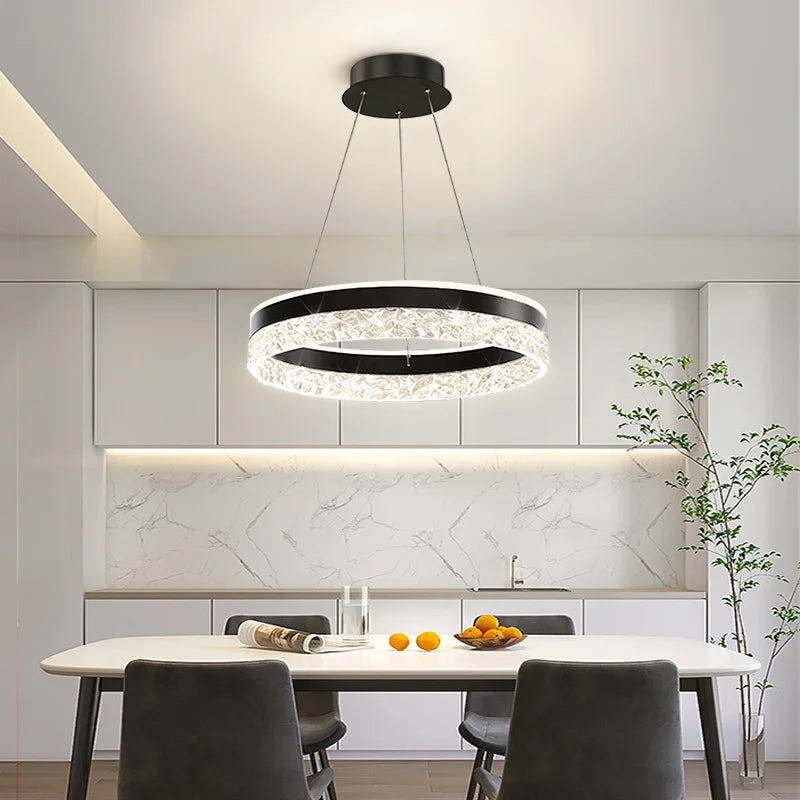 Layered Halo Ring LED Chandelier – Dimmable Multi-Tier Modern Pendant Light for Dining Room, Foyer & Living Room | Thomler