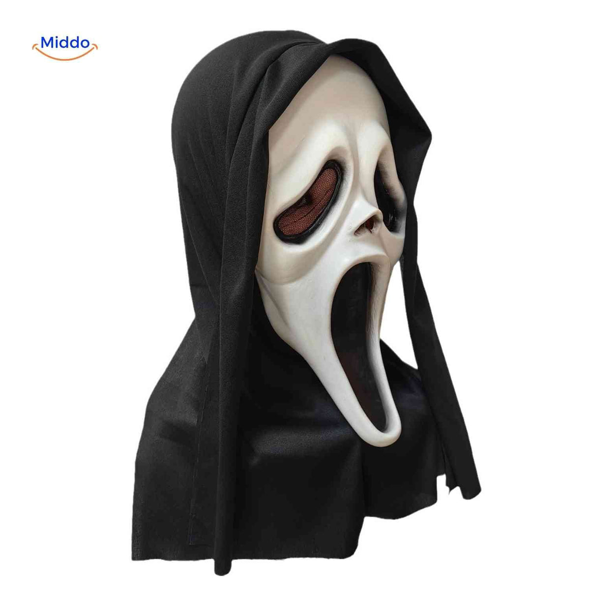 Screaming Ghost Face Mask with Hood – Breathable Horror Costume Accessory for Halloween Parties & Haunted Houses | Thomler
