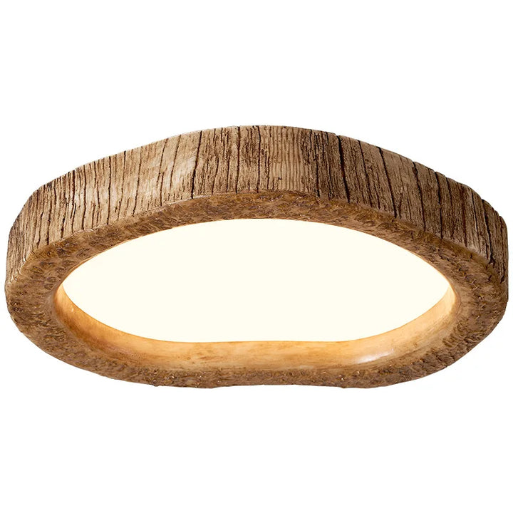 Rustic Wood-Grain LED Ceiling Light for Bedroom & Living Room – Flush Mount Ambient Fixture | Thomler