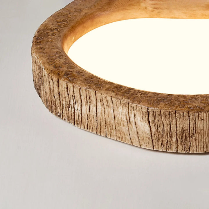 Rustic Wood-Grain LED Ceiling Light for Bedroom & Living Room – Flush Mount Ambient Fixture | Thomler