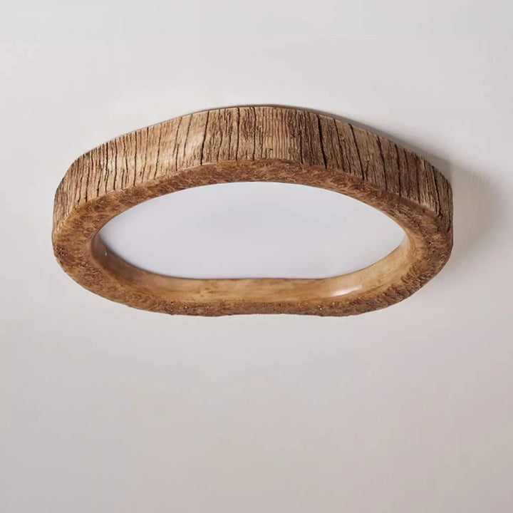 Rustic Wood-Grain LED Ceiling Light for Bedroom & Living Room – Flush Mount Ambient Fixture | Thomler