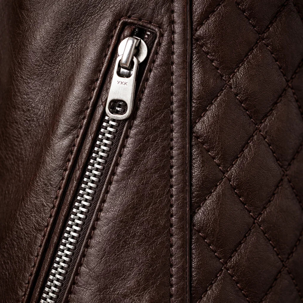 Men's Moto-Style Leather Zip-Up with Upright Neckline & Dual Chest Pockets – Tailored Urban Fit | Thomler