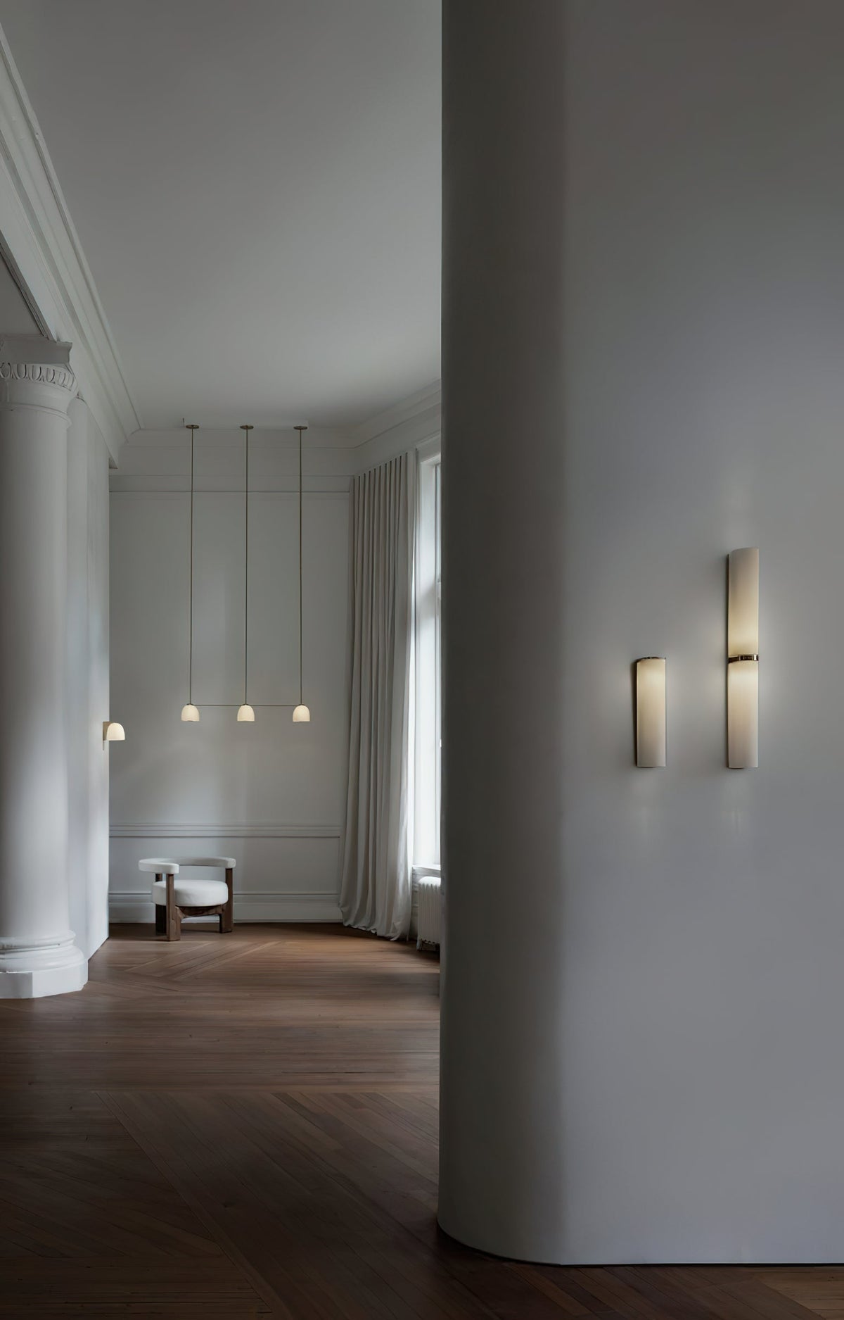 Contemporary Glass Cylinder Wall Light Fixture – Integrated LED Sconce for Living Room & Hallway | Thomler