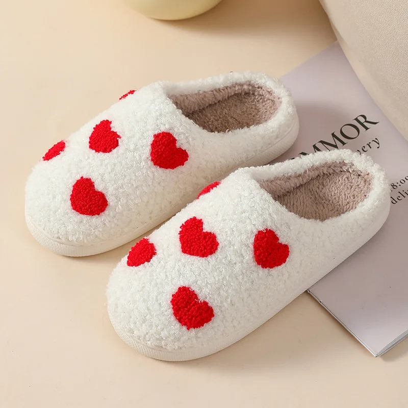 Plush Memory Foam Slippers for Women - Heart & Mushroom Design - Indoor Outdoor House Shoes with Cushioned Footbed | Thomler