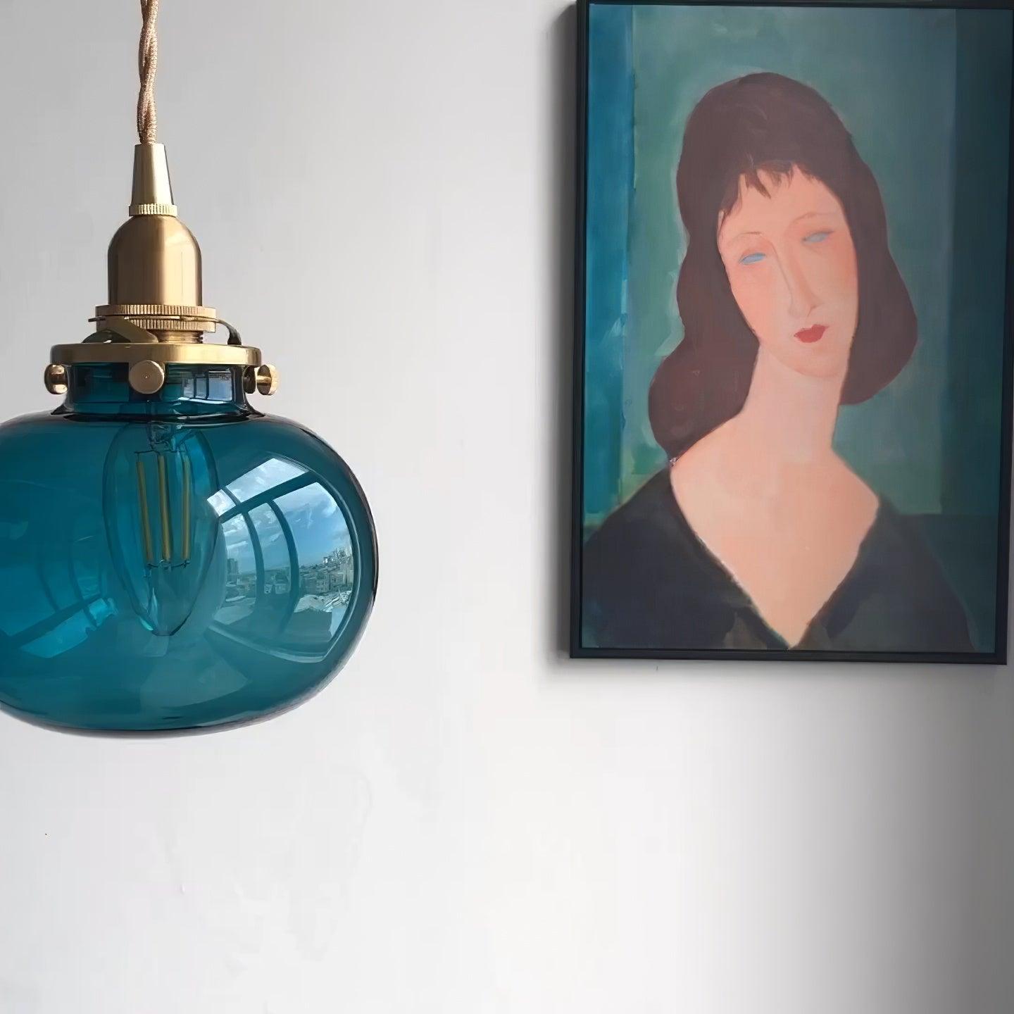Pendant Light Glass 5.1 in Adjustable Living Room Bedroom Bathroom Hanging Ceiling Lamp Retro Style | Thomler
