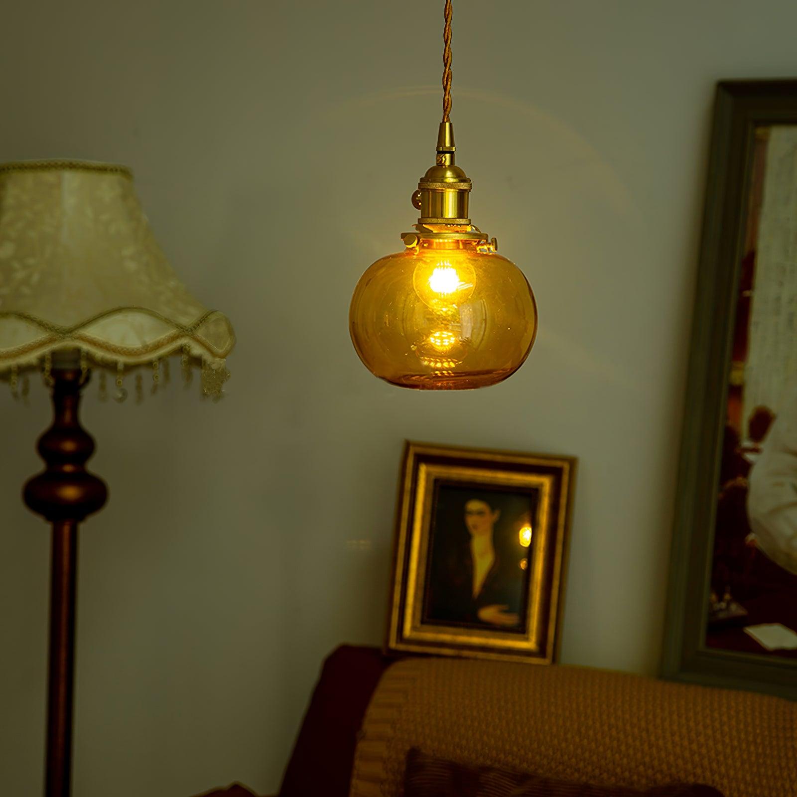 Pendant Light Glass 5.1 in Adjustable Living Room Bedroom Bathroom Hanging Ceiling Lamp Retro Style | Thomler