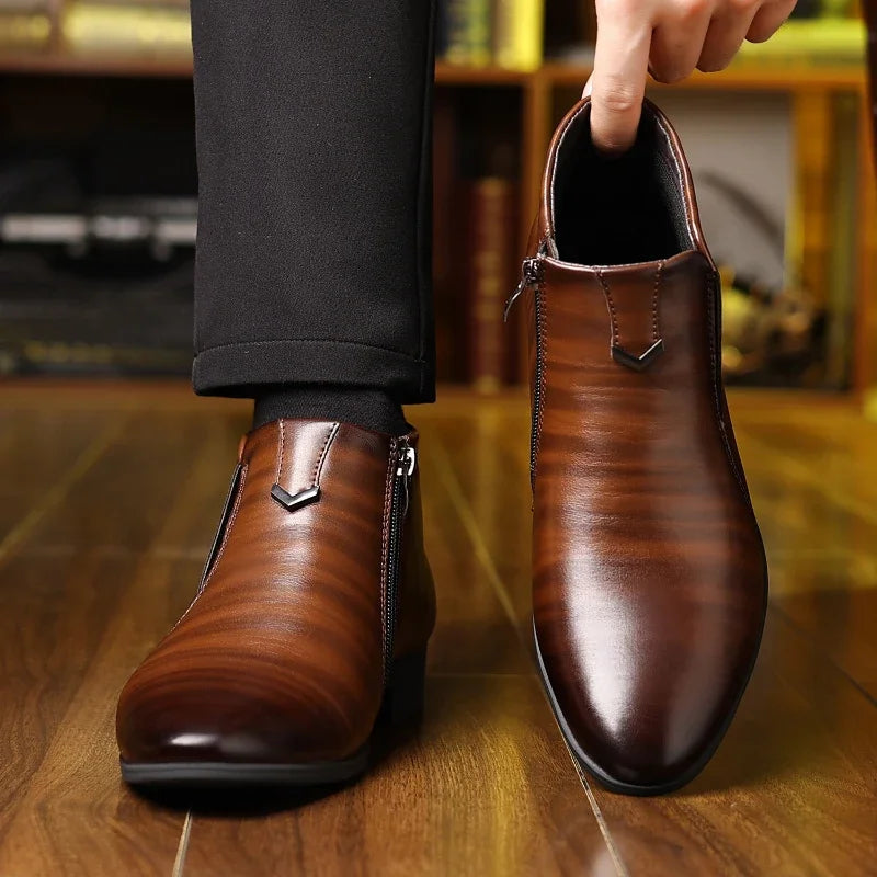 Men's Pointed-Toe Chelsea Boots with Zipper Closure for Business & Formal Wear | Thomler