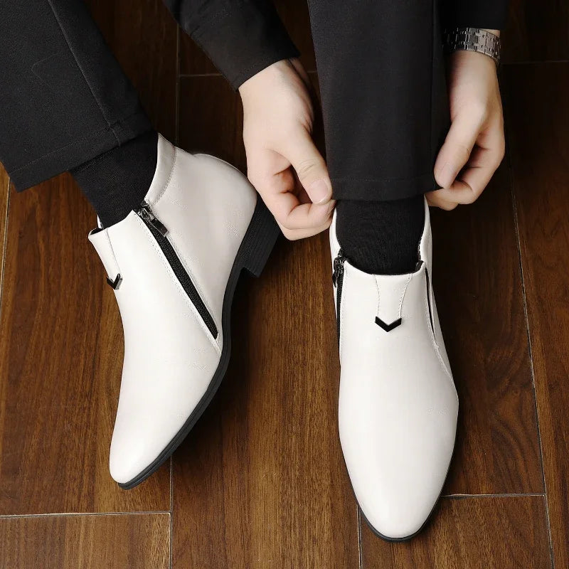 Men's Pointed-Toe Chelsea Boots with Zipper Closure for Business & Formal Wear | Thomler