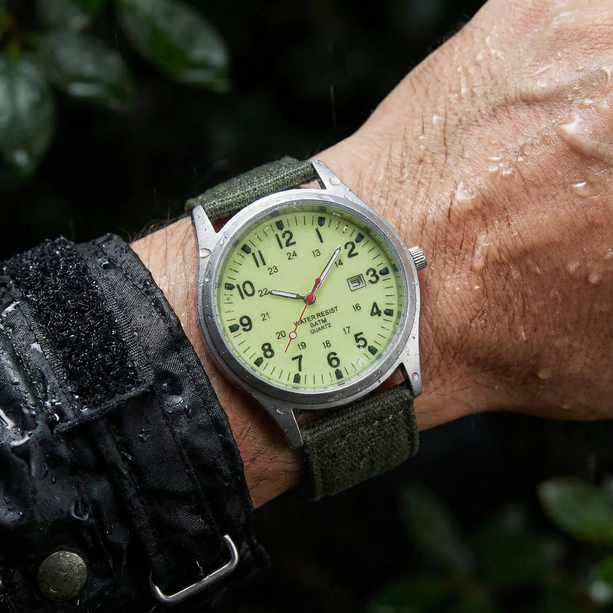 Military-Style Field Watch with Canvas Band and Date Window for Men | Thomler