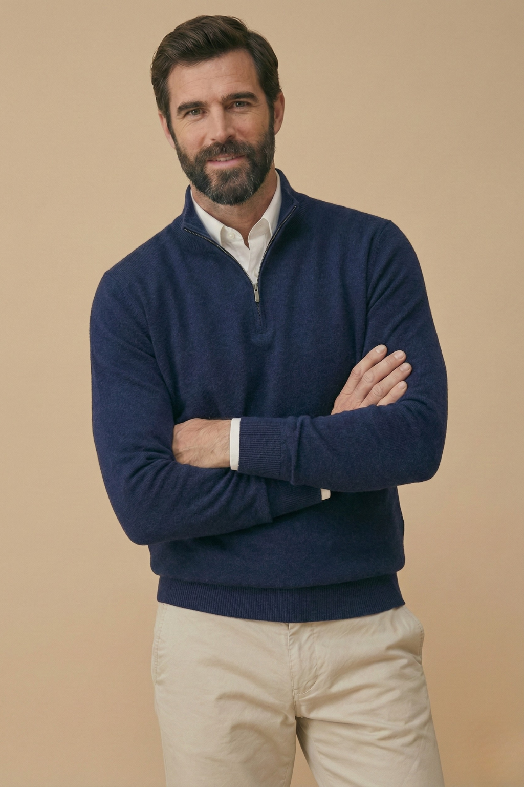 Men's Quarter-Zip Pullover with Mock Neck and Textured Trim – Layering Essential for Work or Weekend | Thomler