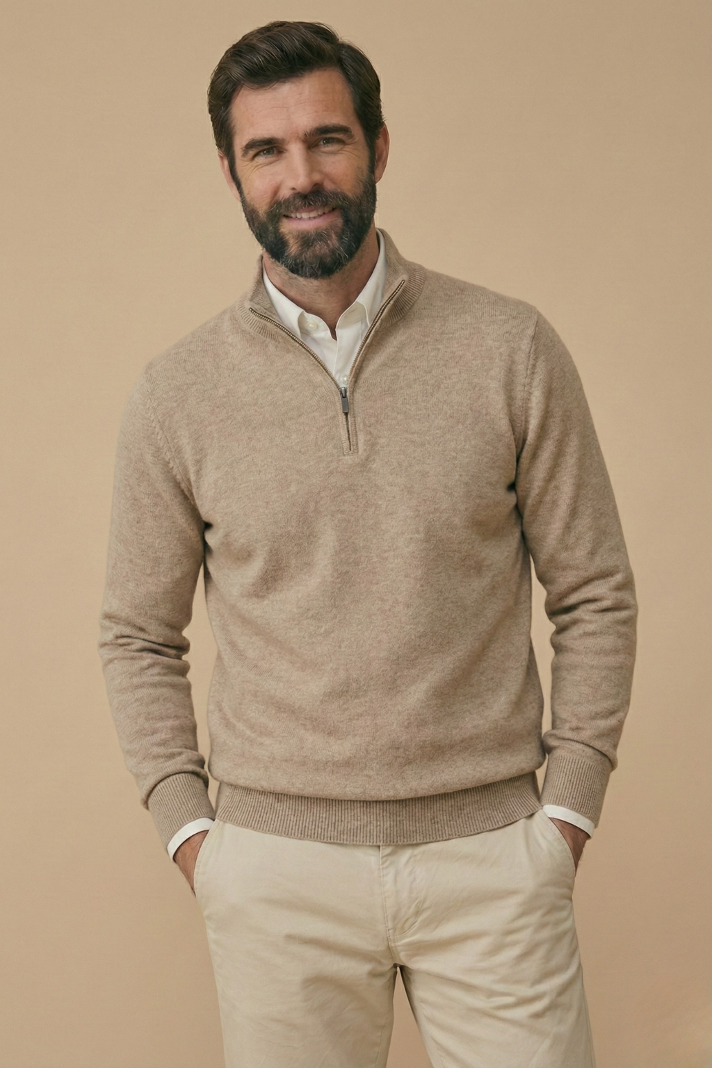 Men's Quarter-Zip Pullover with Mock Neck and Textured Trim – Layering Essential for Work or Weekend | Thomler
