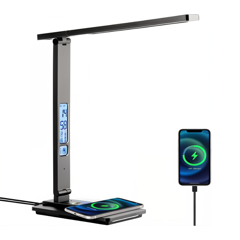 LED Desk Lamp with Wireless Charging Pad and USB Port for Home Office Workspace Task Lighting | Thomler