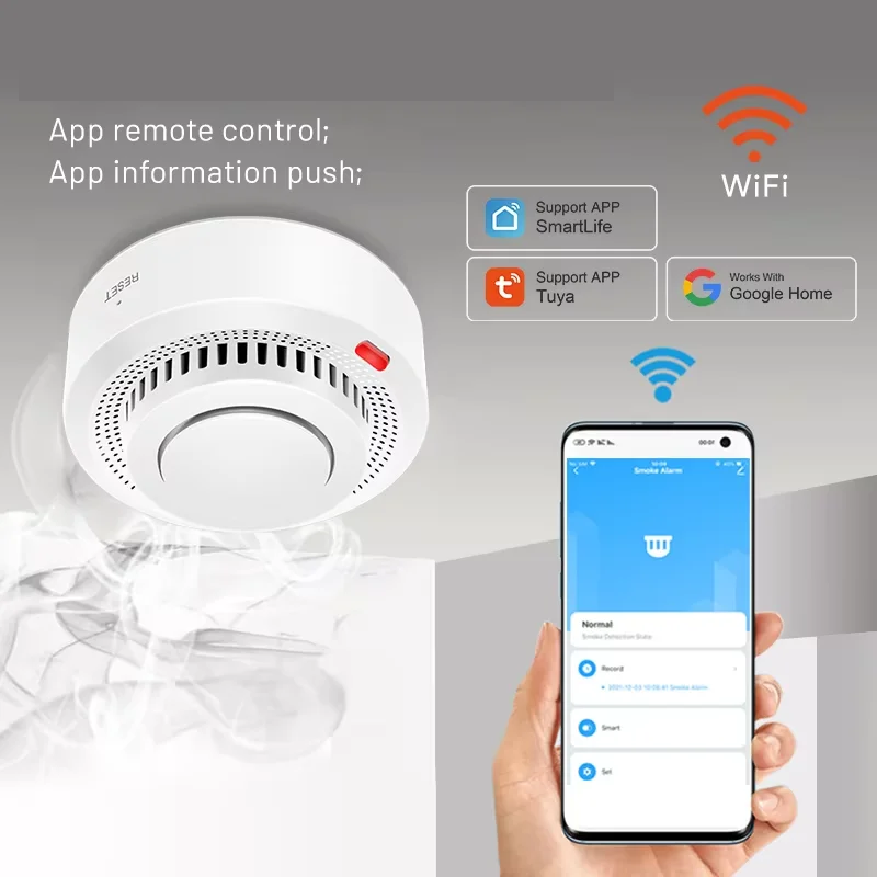 WiFi Fire Alarm with Smoke & Heat Sensor for Home Safety | 85 dB Alert & Remote Monitoring via Smartphone App | Wireless Battery-Powered | Thomler
