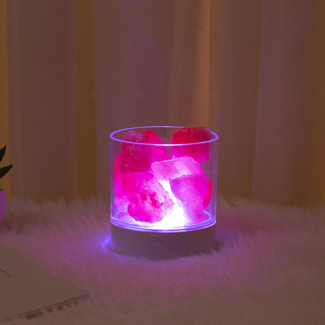 Salt Lamp Glass 9.0 cm Warm Ambient Bedroom Night Light Touch Control Dimmable USB Powered Colour Changing Mood Lamp | Thomler