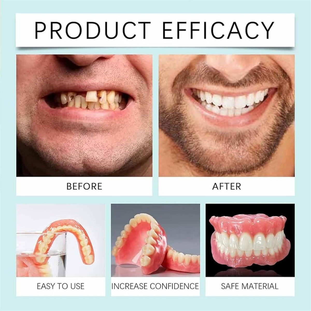Temporary Cosmetic Dental Veneer Set with Flex-Fit Silicone for Confident Everyday Wear | Thomler