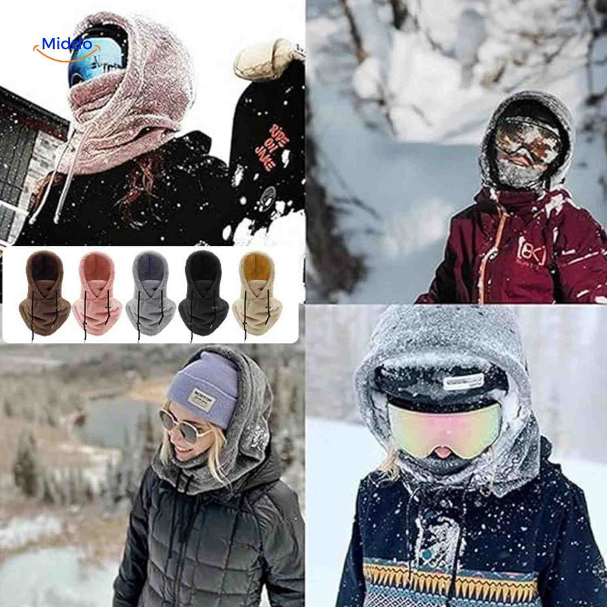 Fleece-Lined Winter Hood with Face Coverage & Adjustable Neck Warmer for Cold Weather Activities | Thomler
