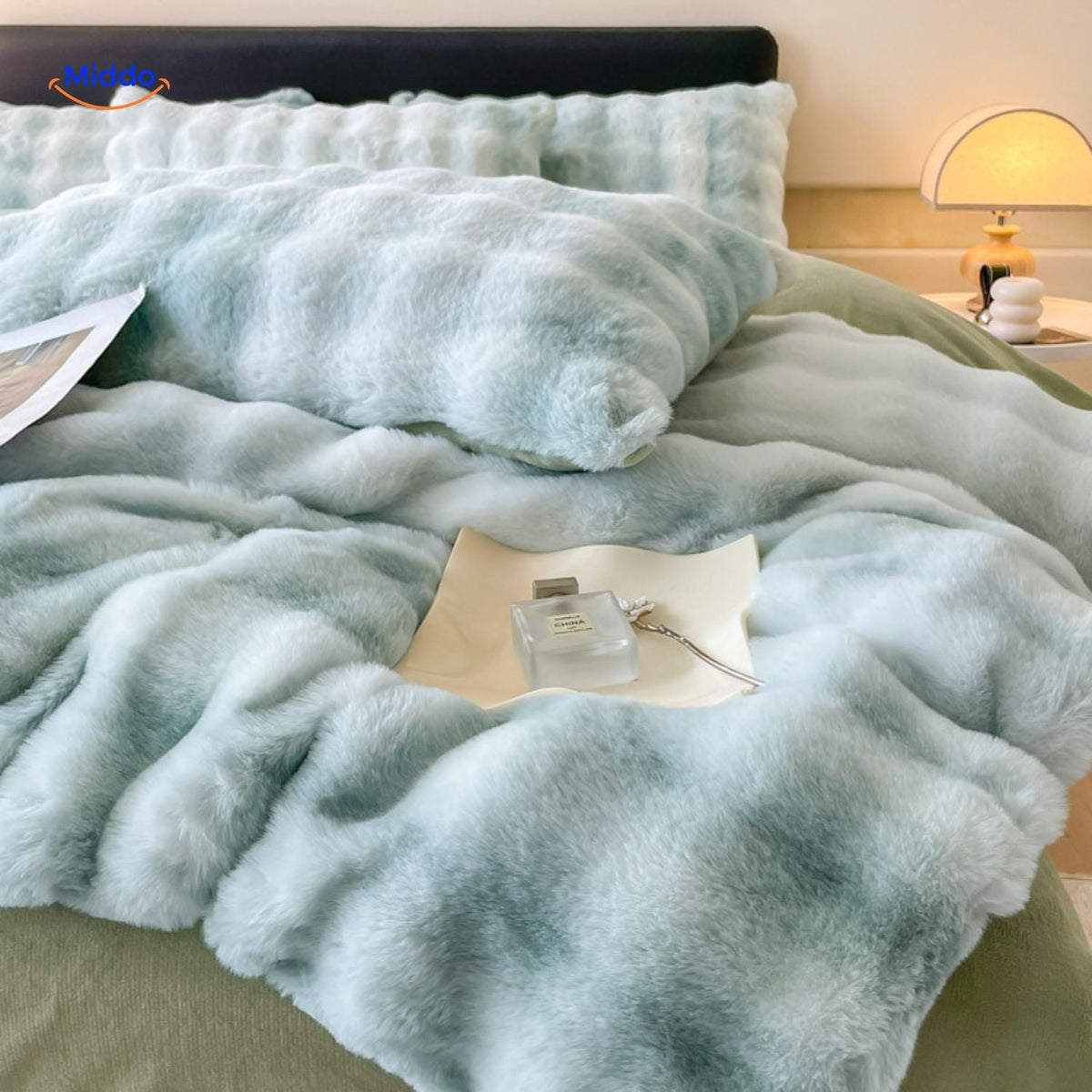 Faux Rabbit Fur 4-Piece Bedding Set – Ultra-Soft Plush Duvet Cover, Sheet & Pillowcases for Year-Round Cozy Warmth | Thomler