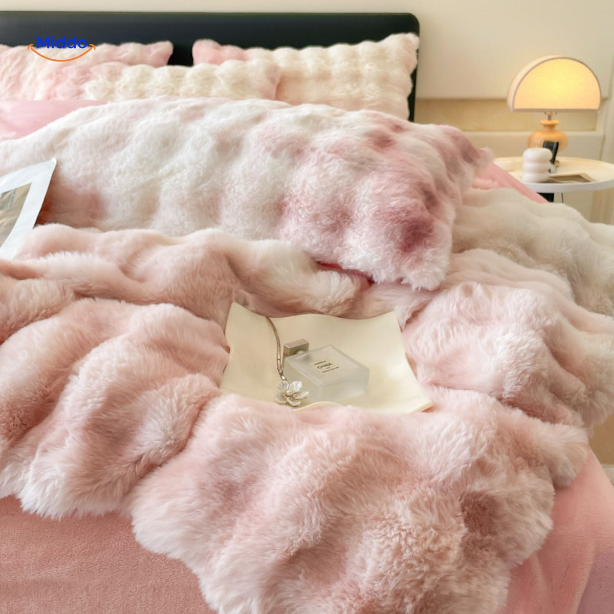 Faux Rabbit Fur 4-Piece Bedding Set – Ultra-Soft Plush Duvet Cover, Sheet & Pillowcases for Year-Round Cozy Warmth | Thomler