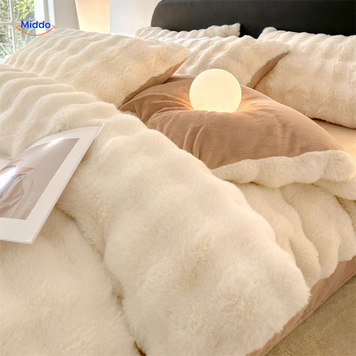 Faux Rabbit Fur 4-Piece Bedding Set – Ultra-Soft Plush Duvet Cover, Sheet & Pillowcases for Year-Round Cozy Warmth | Thomler