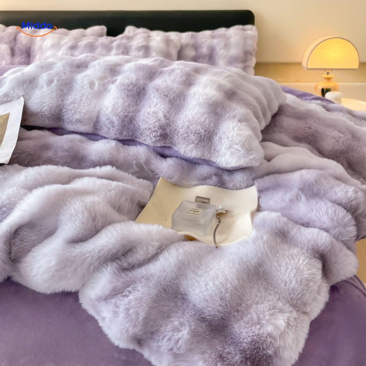 Faux Rabbit Fur 4-Piece Bedding Set – Ultra-Soft Plush Duvet Cover, Sheet & Pillowcases for Year-Round Cozy Warmth | Thomler