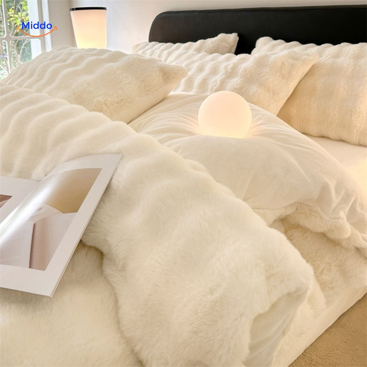 Faux Rabbit Fur 4-Piece Bedding Set – Ultra-Soft Plush Duvet Cover, Sheet & Pillowcases for Year-Round Cozy Warmth | Thomler