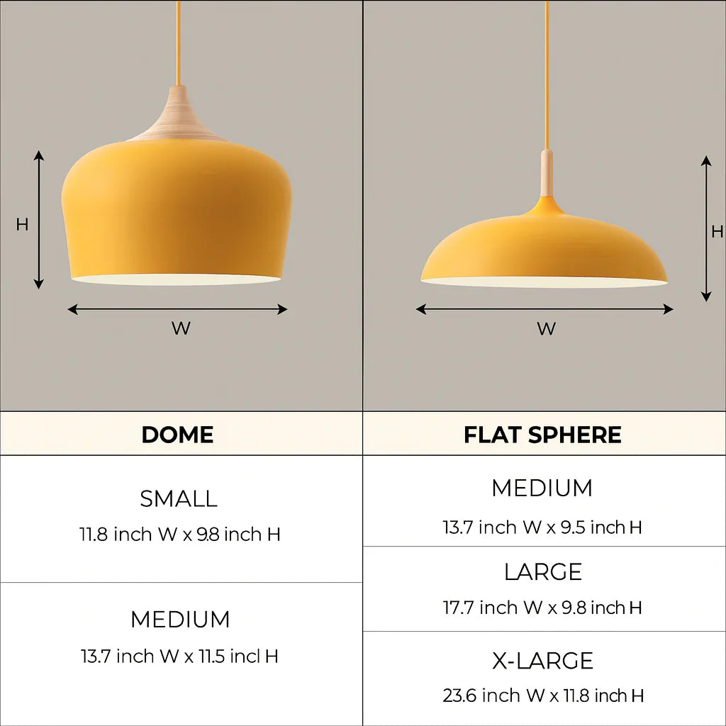 Pendant Light Aluminium Wood 35.0 cm Pastel Dining Room Kitchen Island Hanging Ceiling Lamp E27 Retro Dome Globe | Thomler