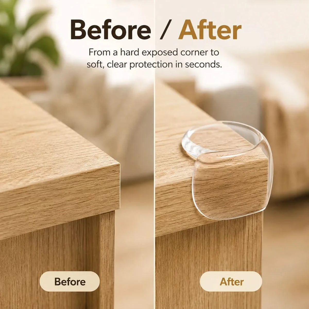 Transparent Furniture Corner Bumpers for Baby Proofing Tables & Desks – Child Safety Edge Cushions with Adhesive Backing | Thomler