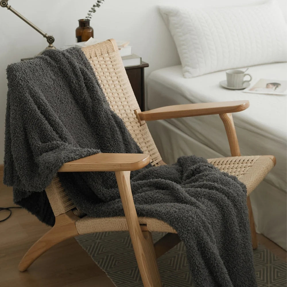 Microfiber Knit Throw Blanket – Solid Color Cozy Layer for Couch, Bed & Chair | Thomler