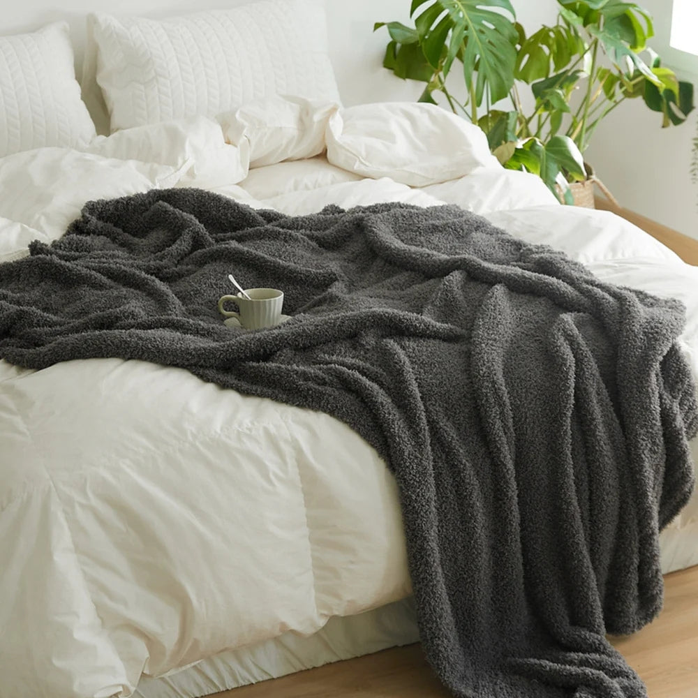 Microfiber Knit Throw Blanket – Solid Color Cozy Layer for Couch, Bed & Chair | Thomler