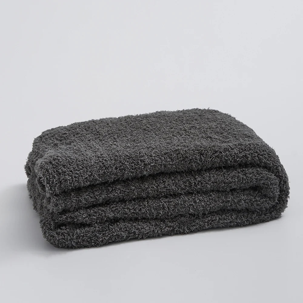 Microfiber Knit Throw Blanket – Solid Color Cozy Layer for Couch, Bed & Chair | Thomler