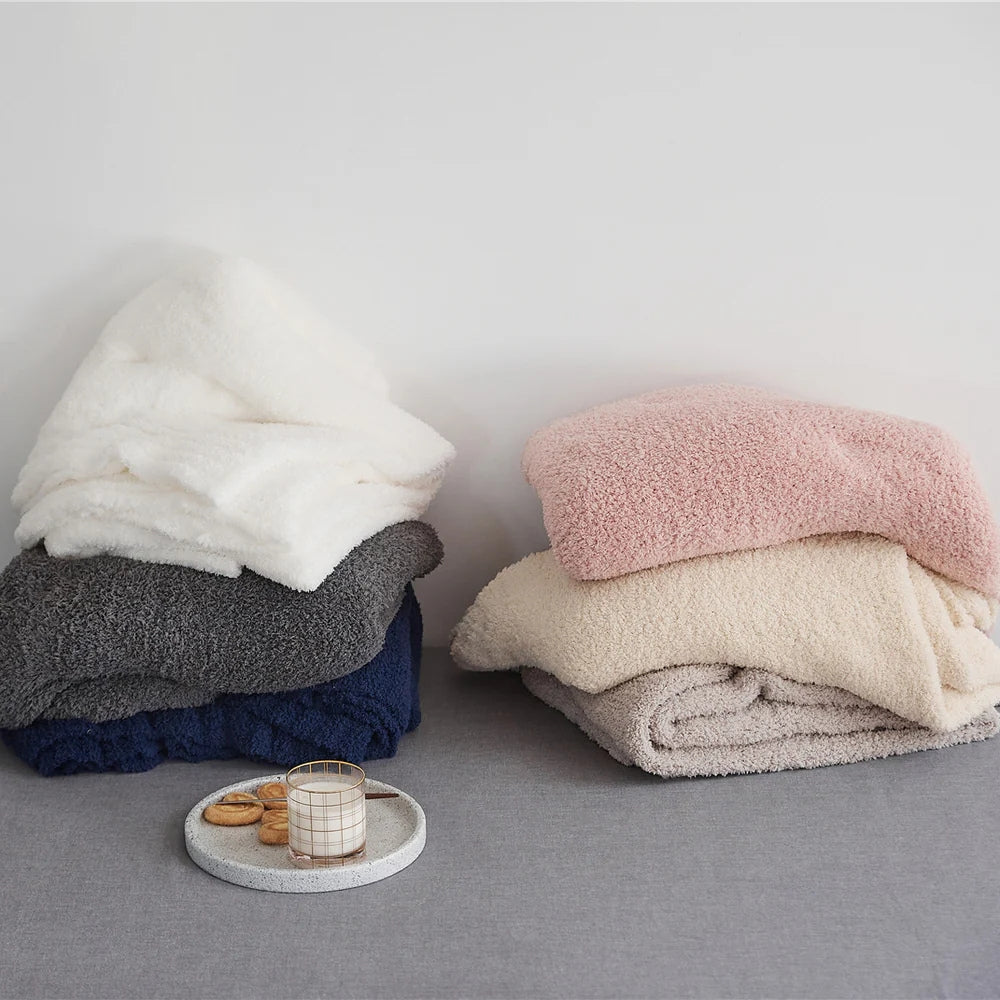 Microfiber Knit Throw Blanket – Solid Color Cozy Layer for Couch, Bed & Chair | Thomler