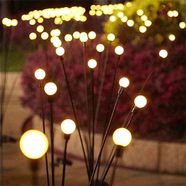 Motion Solar Stake Light with Flexible LED Strands for Garden & Lawn Pathway Lighting | Thomler