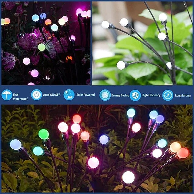 Motion Solar Stake Light with Flexible LED Strands for Garden & Lawn Pathway Lighting | Thomler