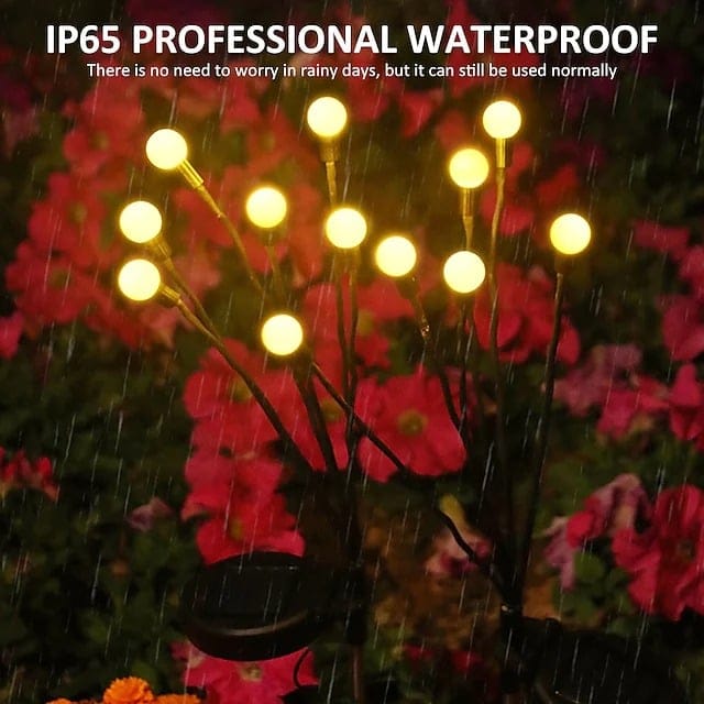 Motion Solar Stake Light with Flexible LED Strands for Garden & Lawn Pathway Lighting | Thomler