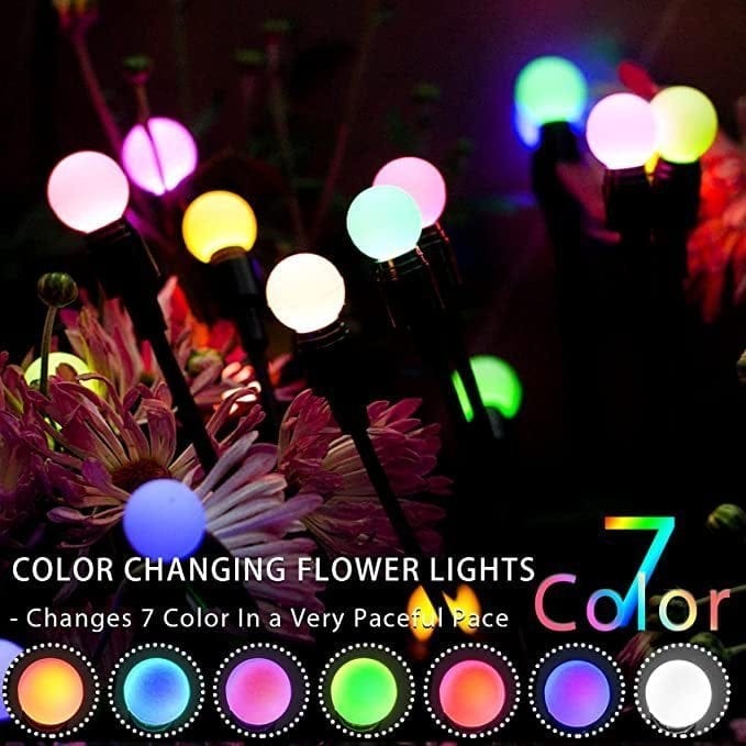 Motion Solar Stake Light with Flexible LED Strands for Garden & Lawn Pathway Lighting | Thomler