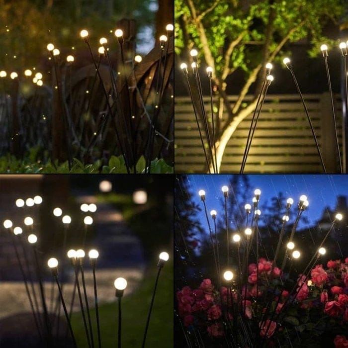 Motion Solar Stake Light with Flexible LED Strands for Garden & Lawn Pathway Lighting | Thomler